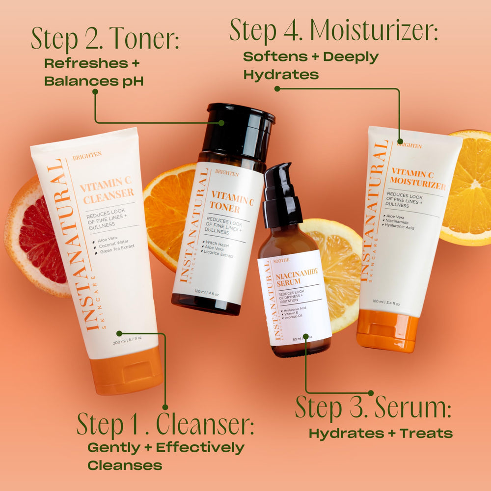 InstaNatural Niacinamide Serum glow-ready skin after application highlights radiance