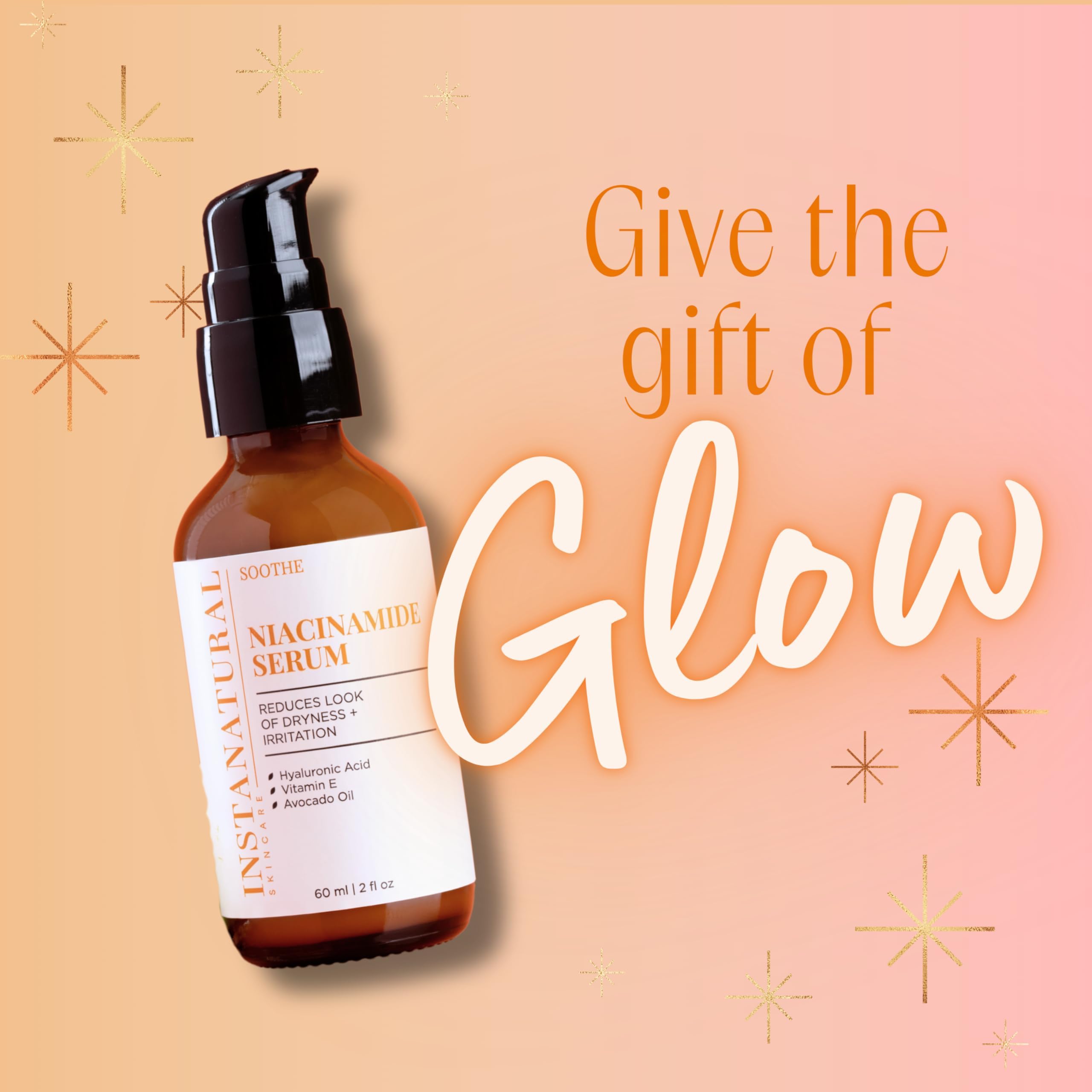 InstaNatural Niacinamide Serum hyaluronic acid ingredient close-up highlights plump hydration