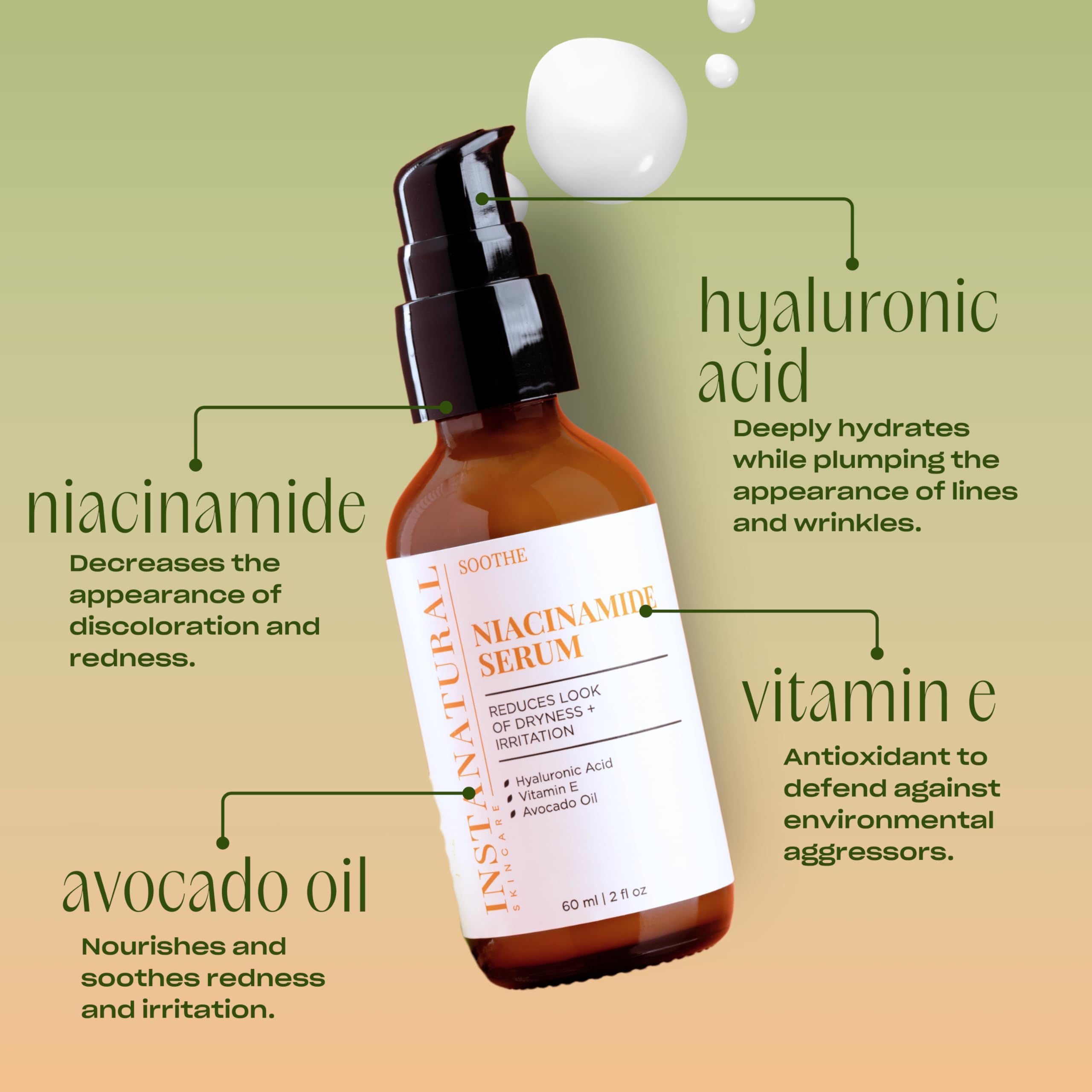 InstaNatural Niacinamide Serum rosemary extract ingredient emphasizes soothing skin comfort