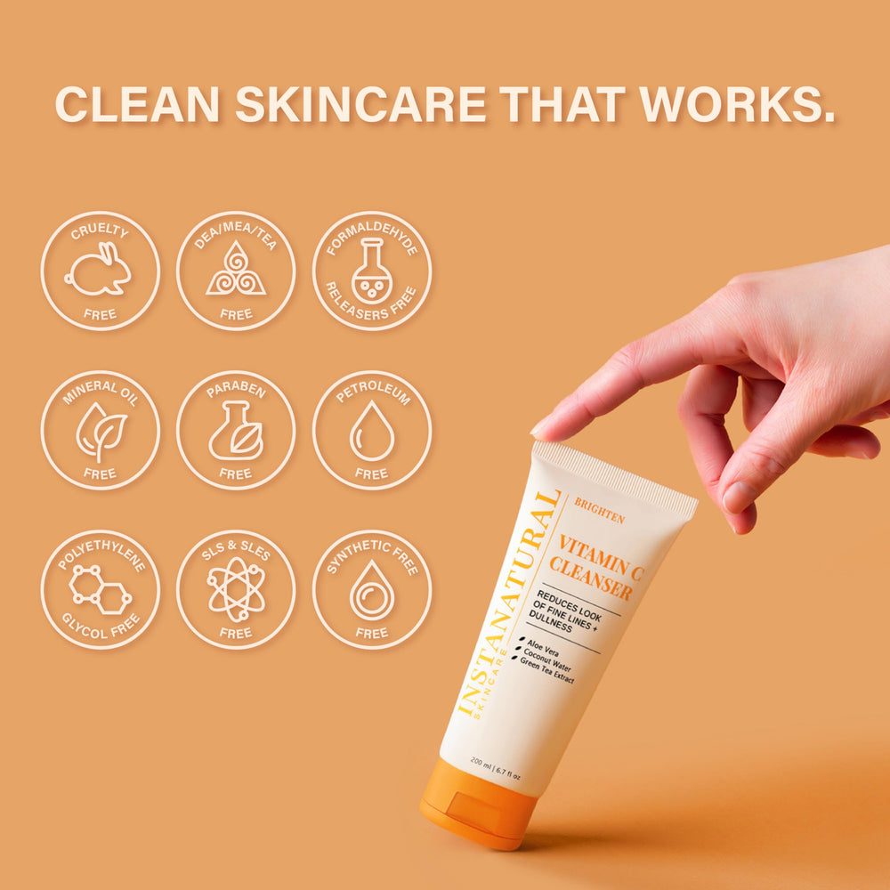 InstaNatural Vitamin C Cleanser USA-made packaging on display