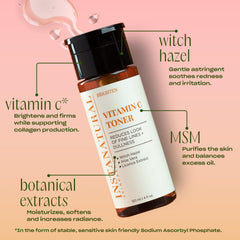 InstaNatural Vitamin C Face Toner bottle paired with serums for effective skin prep.