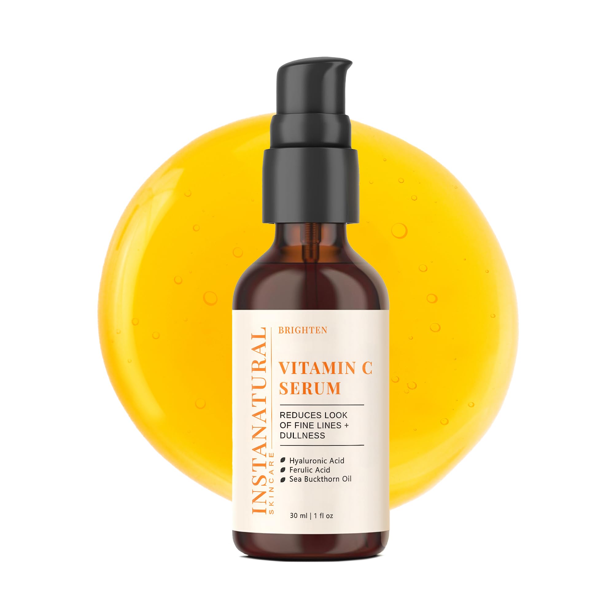 InstaNatural Vitamin C Serum bottle close-up for brightening your complexion