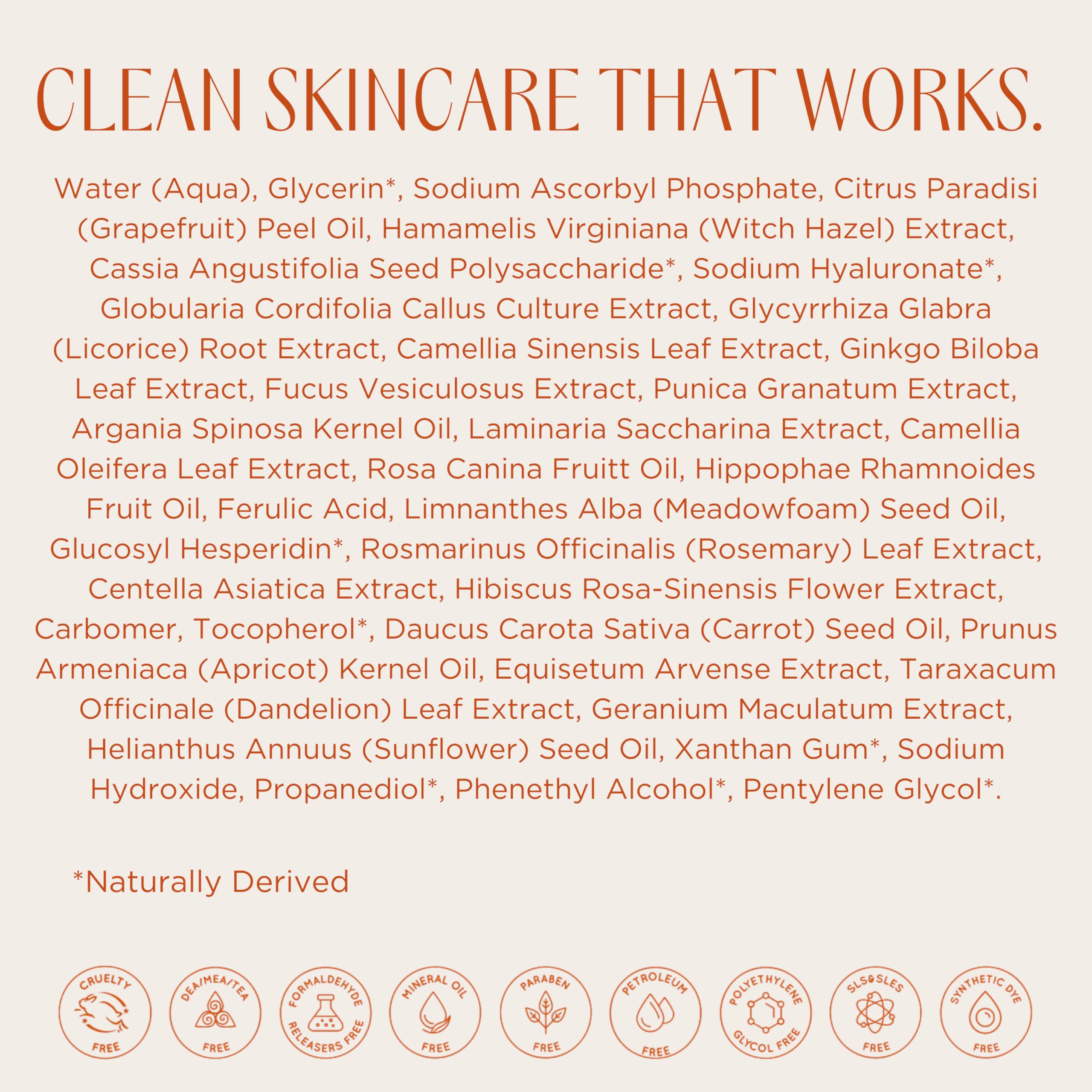 InstaNatural Vitamin C Serum packaging emphasizing clean promise and safe ingredients