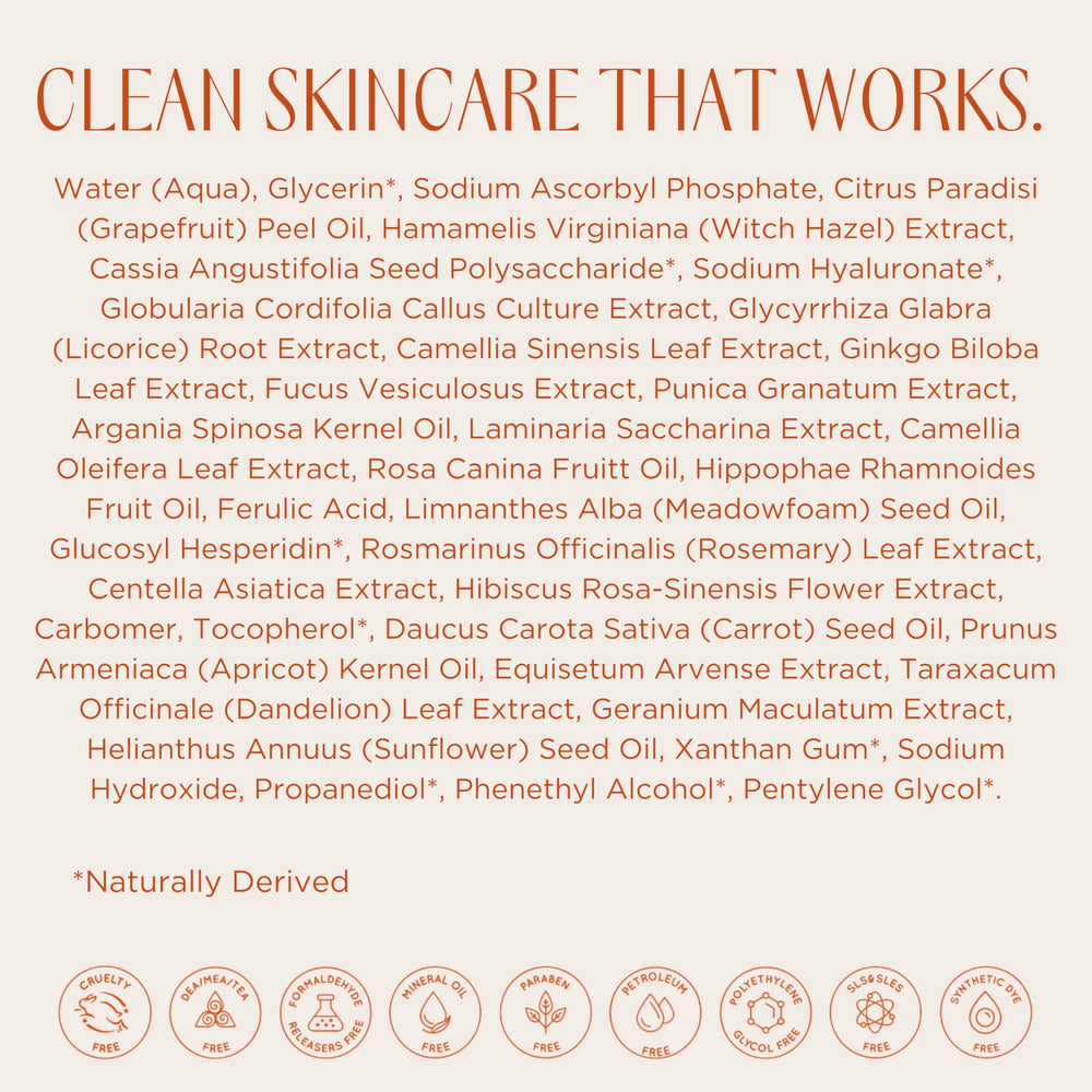 InstaNatural Vitamin C Serum packaging emphasizing clean promise and safe ingredients