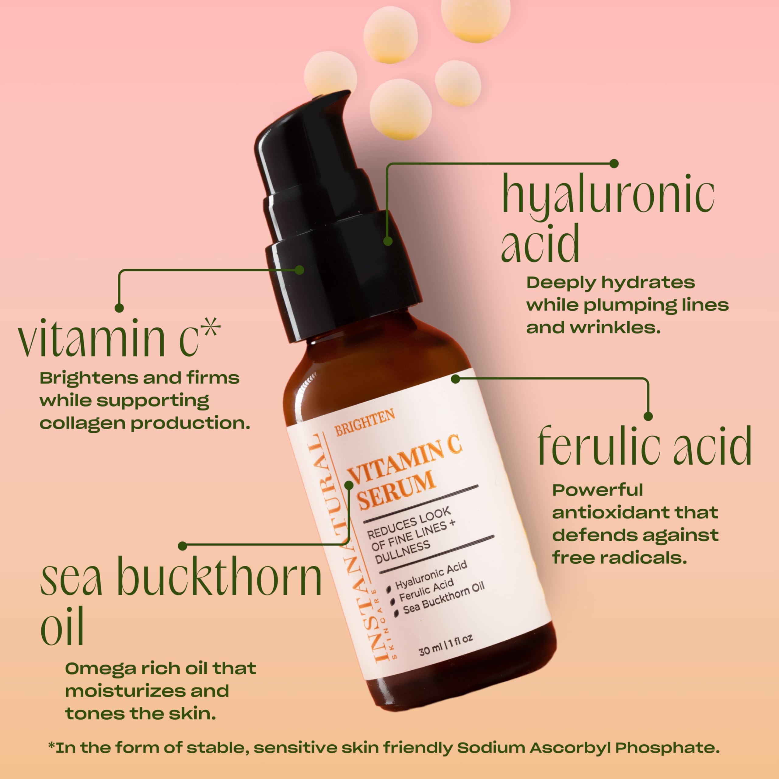 InstaNatural Vitamin C Serum pump-dispense ready for daily use