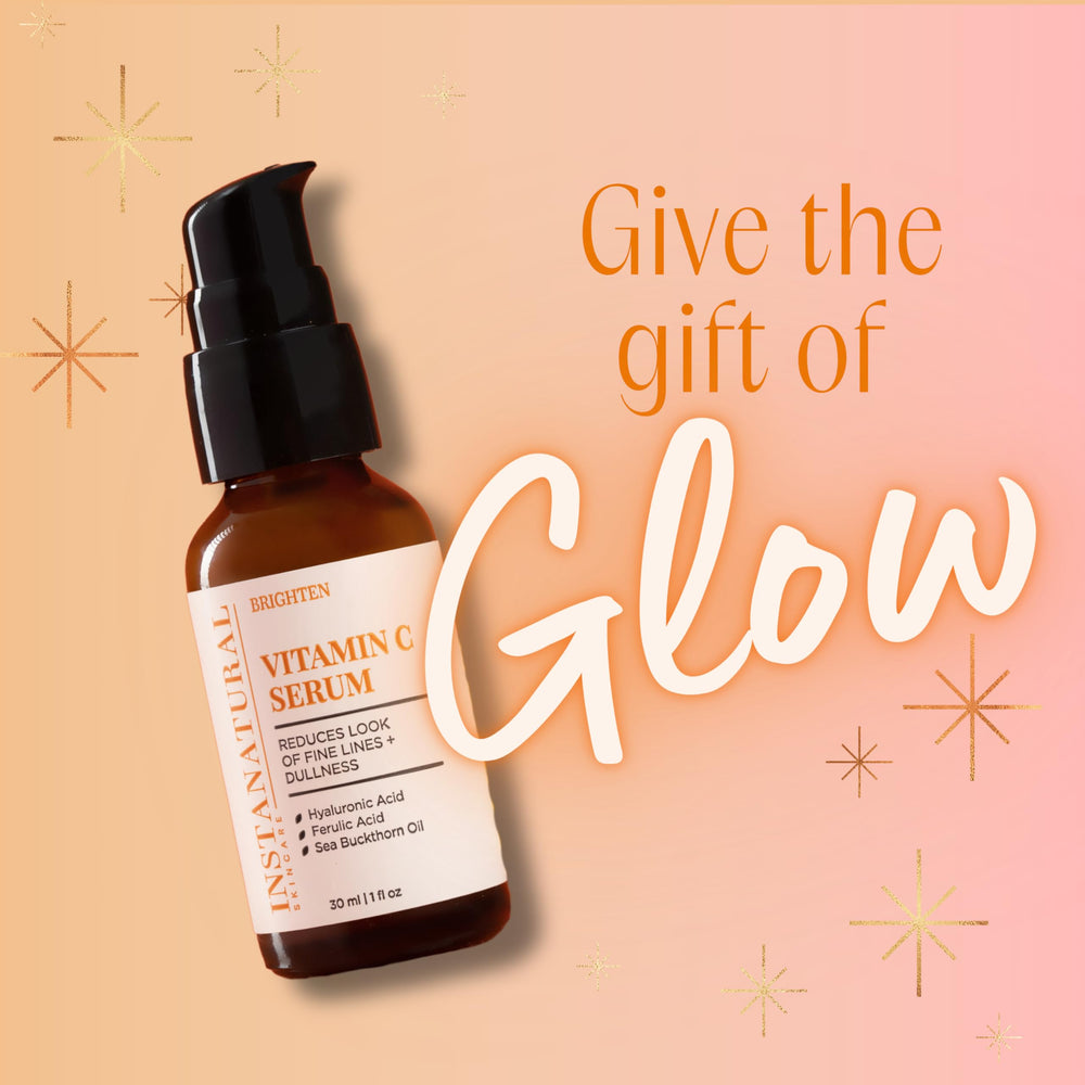 InstaNatural Vitamin C Serum texture close-up shows lightweight formula
