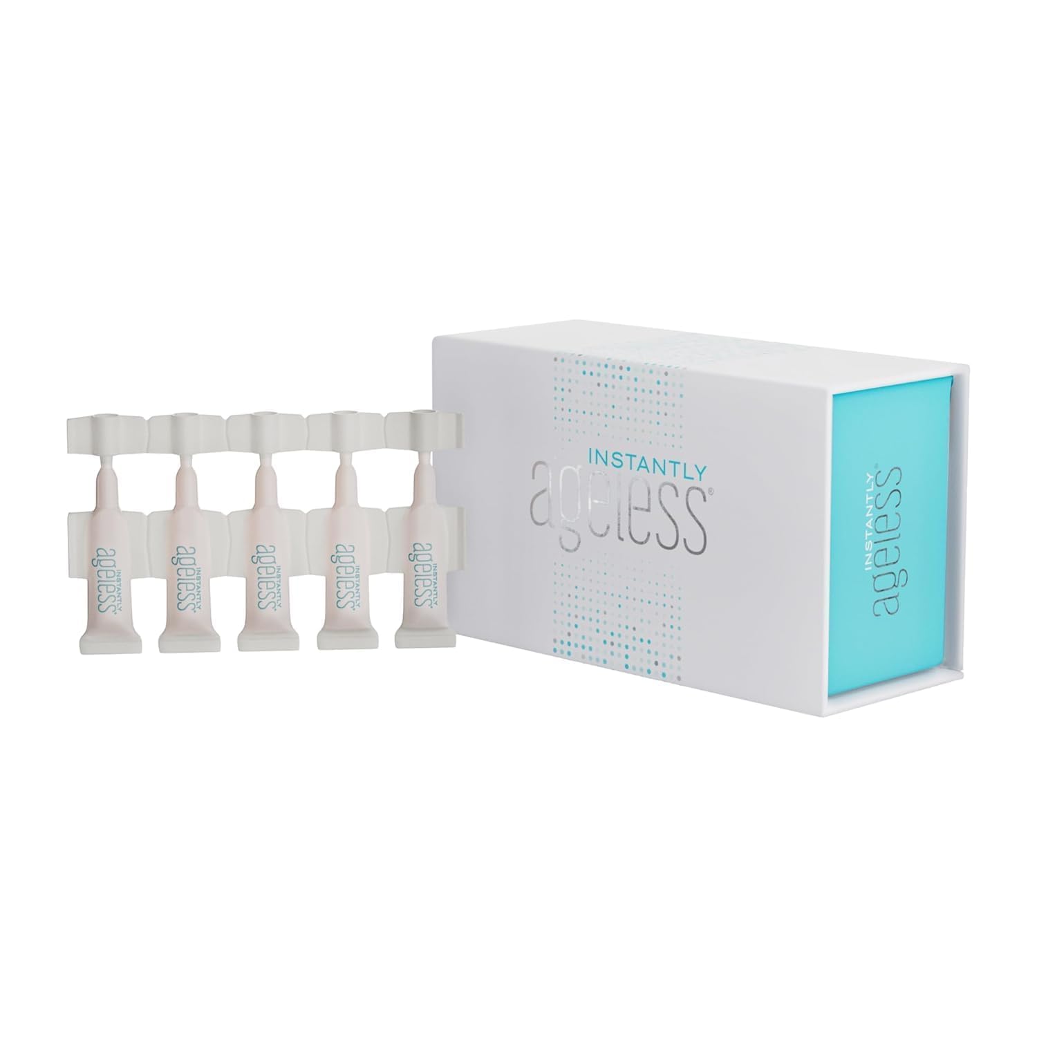 Instantly Ageless box set with vials conveys travel-friendly skincare regimen.