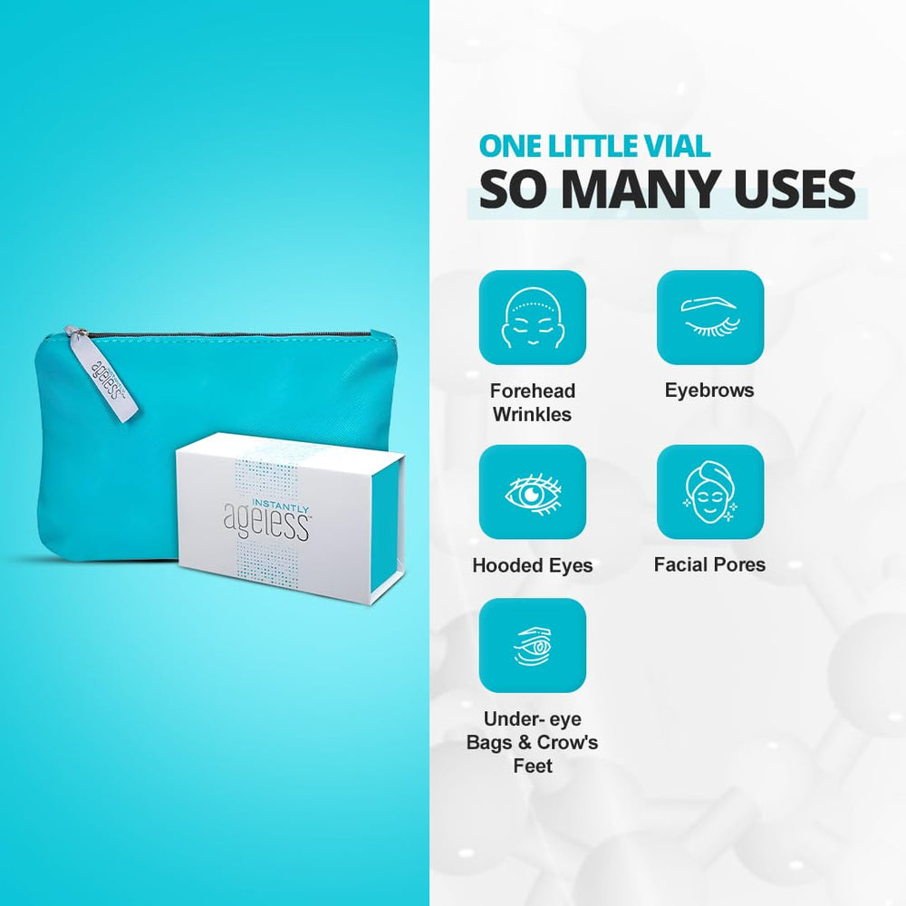 Instantly Ageless travel-friendly packaging with makeup bag for on-the-go skincare