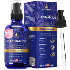 InstaSkincare Niacinamide Serum bottle closeup suggesting balanced hydration for all skin types.