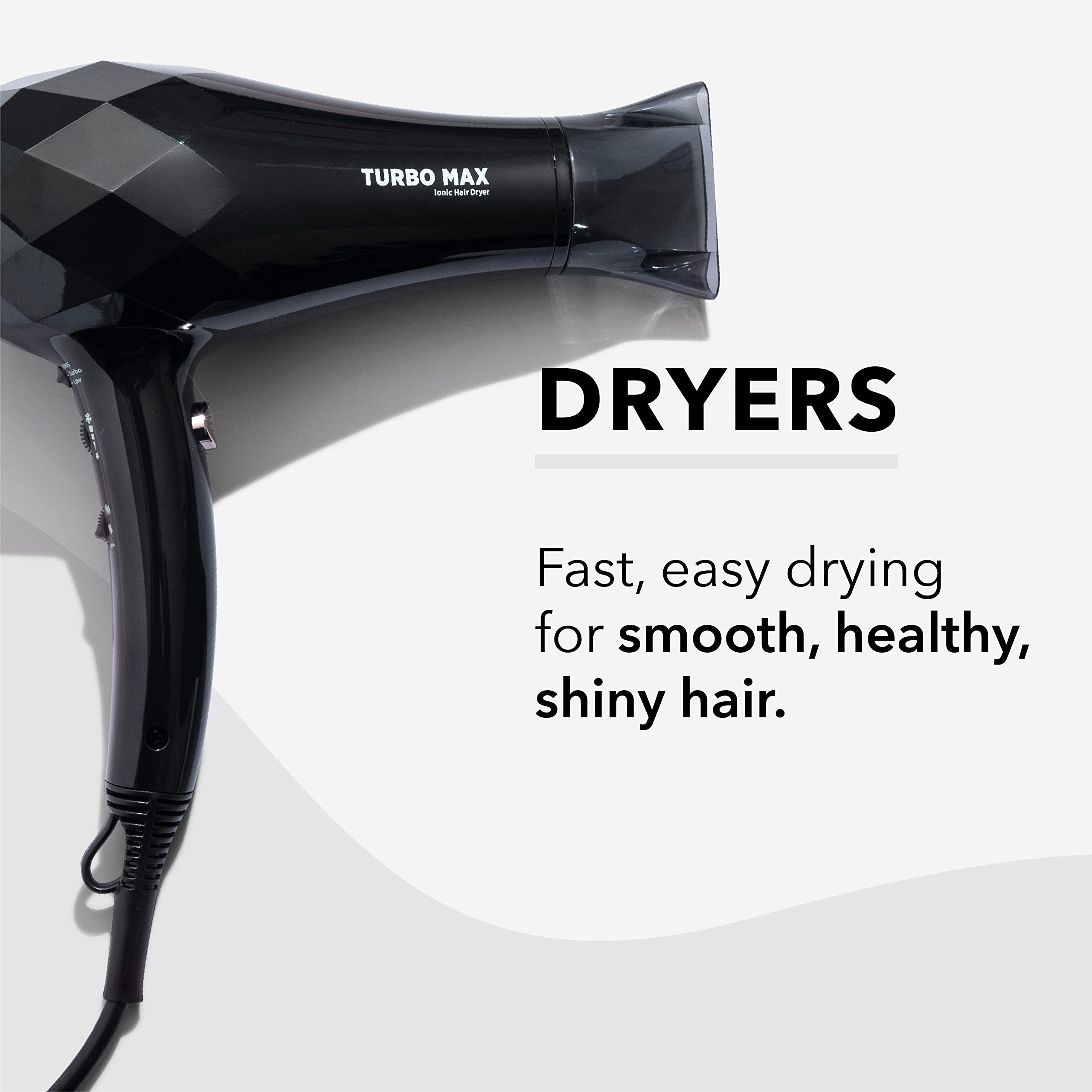 InStyler Turbo Ionic Blow Dryer Infinity Dial shows limitless airflow customization.