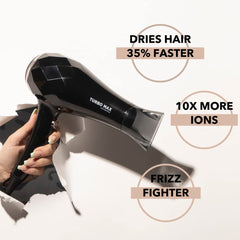 InStyler Turbo MAX dryer close-up shows tourmaline ionic technology reduces frizz.