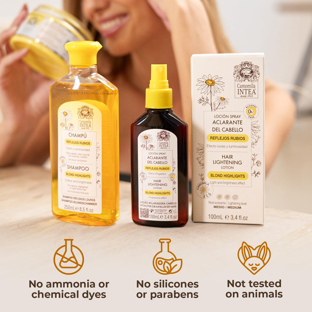 Intea Camomila spray on beach day demonstrates sun-assisted lightening.