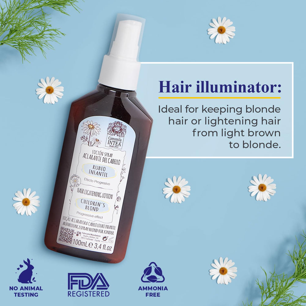 Intea Camomila Kids hair lightening process shows gradual color change