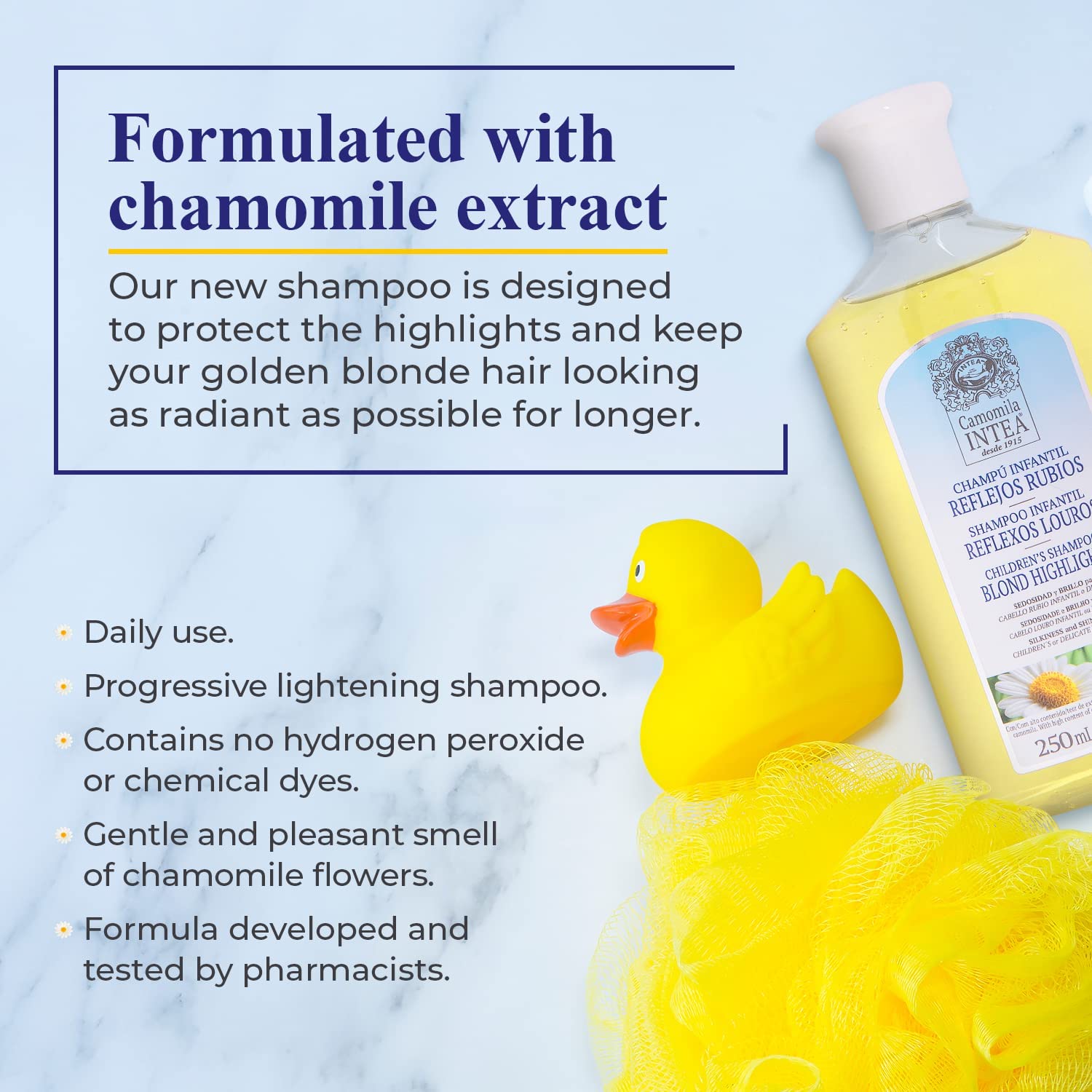 Intea Camomila Kids Shampoo lather highlighting tear-free cleansing