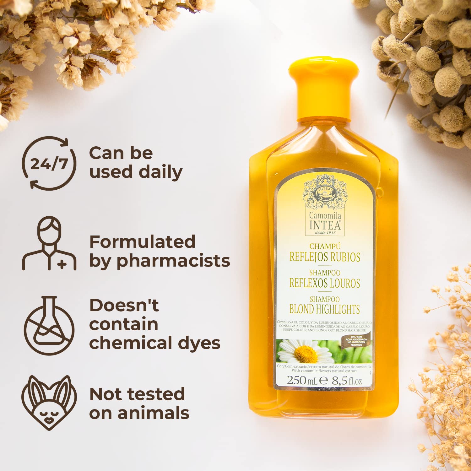 Intea Chamomile Shampoo application scene shows easy daily use