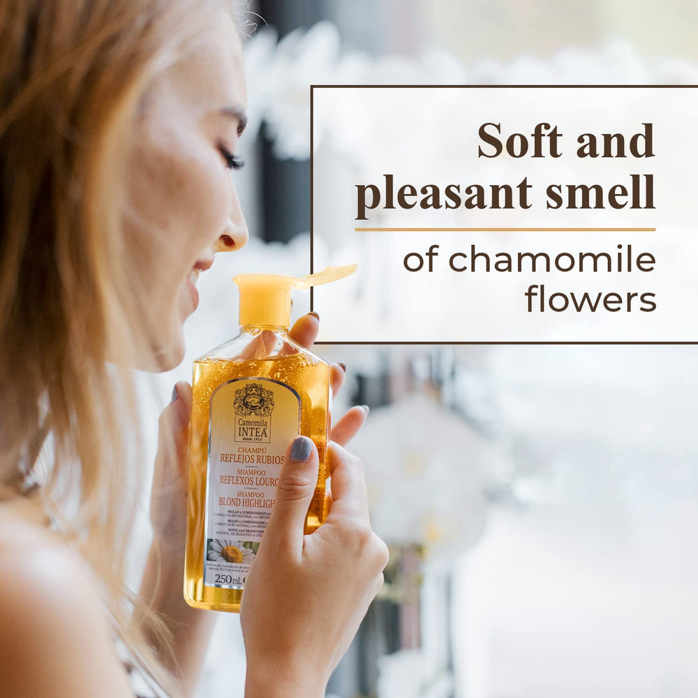 Intea Chamomile Shampoo on natural and dyed hair shows color refresh options