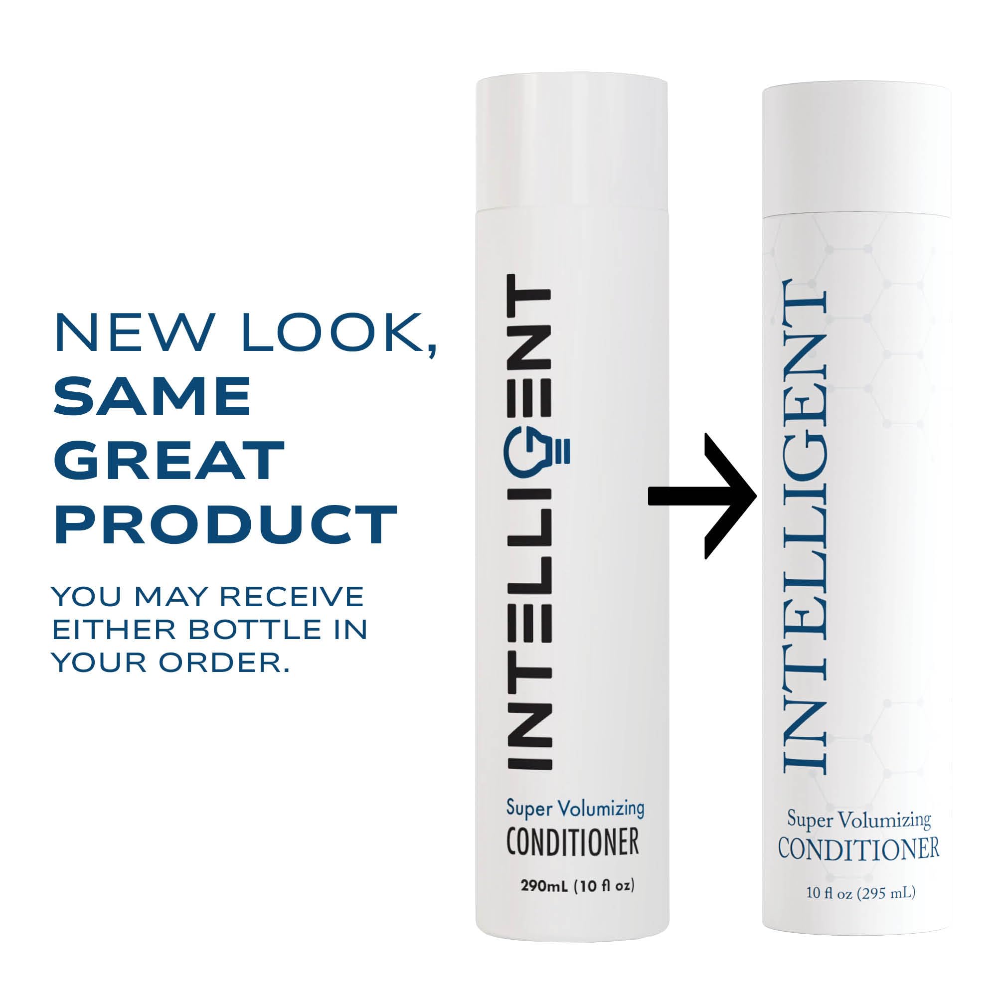 Intelligent Shop conditioner label highlighting paraben-free formula for all hair types.
