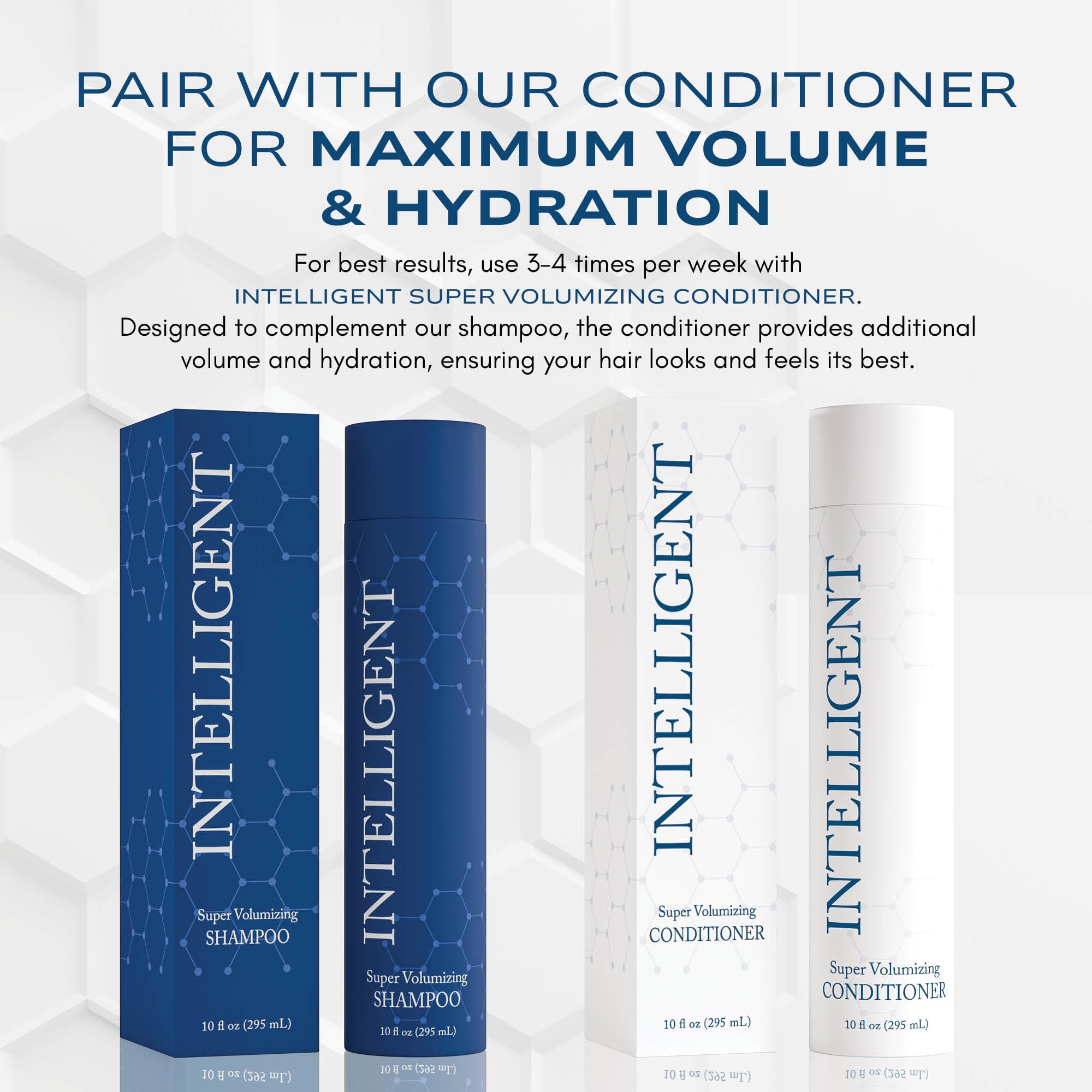 Intelligent Shop shampoo with conditioner packshot suggesting paired volume and hydration