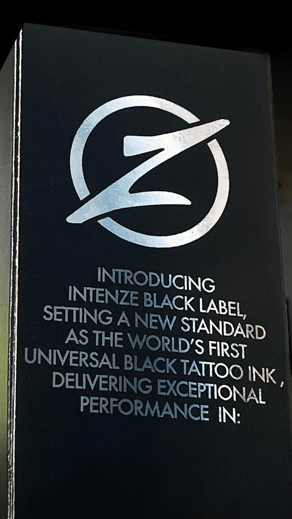Intenze Black Label ink pigment visual – rich hues for bold tattoo art.