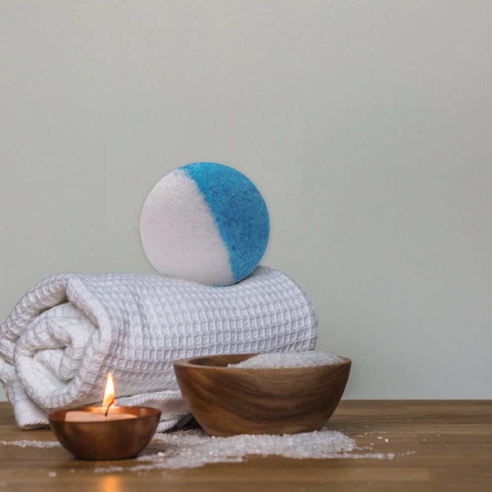 INTEYE organic oils in bombs feature grape seed, shea, cocoa, and coconut for skin nourishment