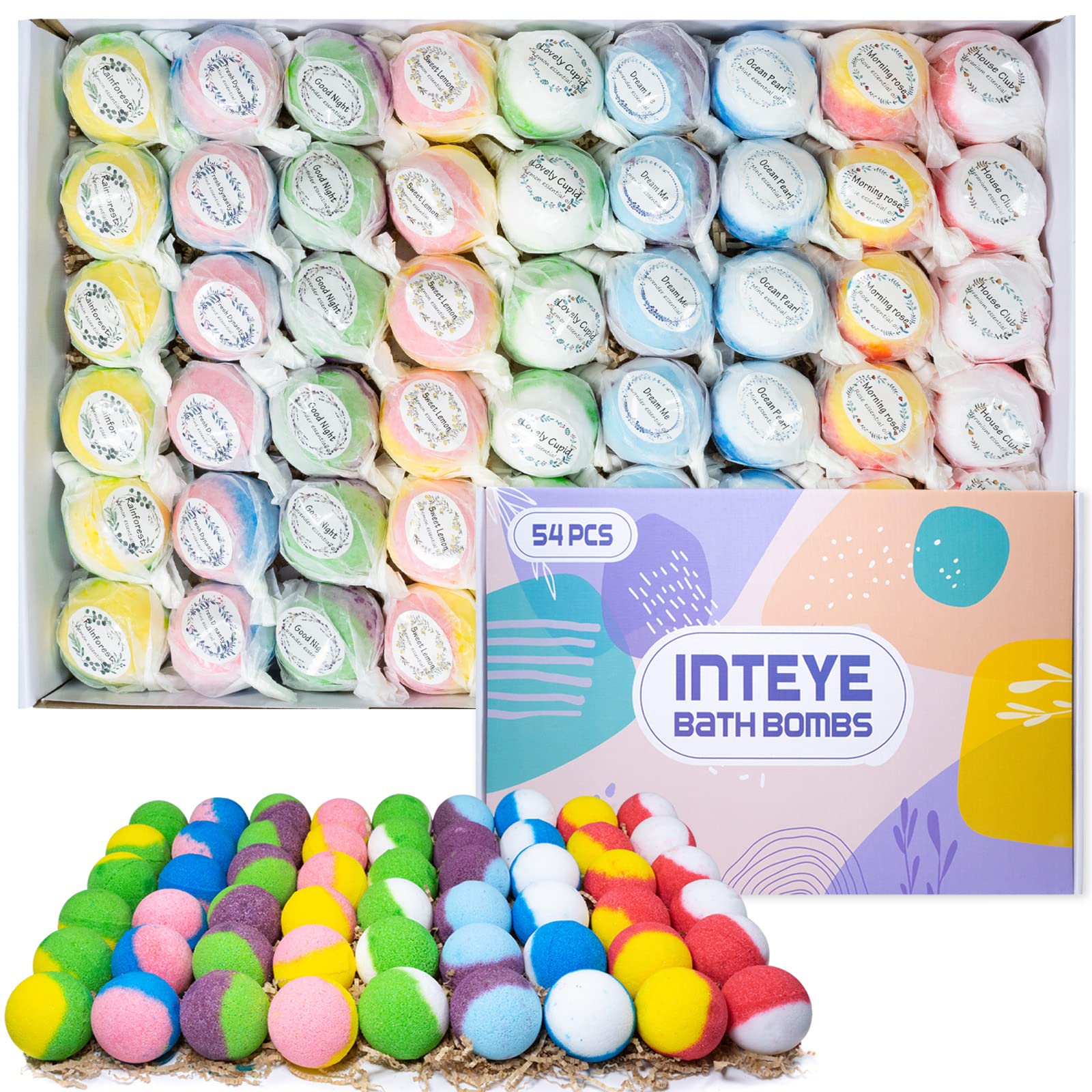 INTEYE Luxury Bath Bombs Gift Box shows premium self-care gifting on a shelf.