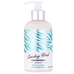 IntiMD Coochy Plus Coco Allure bottle showcases moisturizing formula for rash-free shaving.