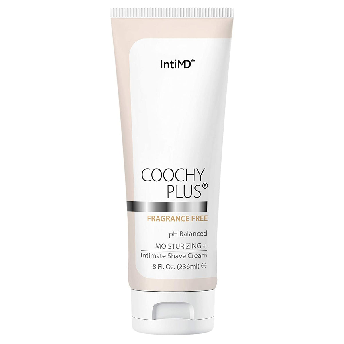IntiMD Coochy Plus bottle highlights fragrance-free formula for sensitive intimate skin.