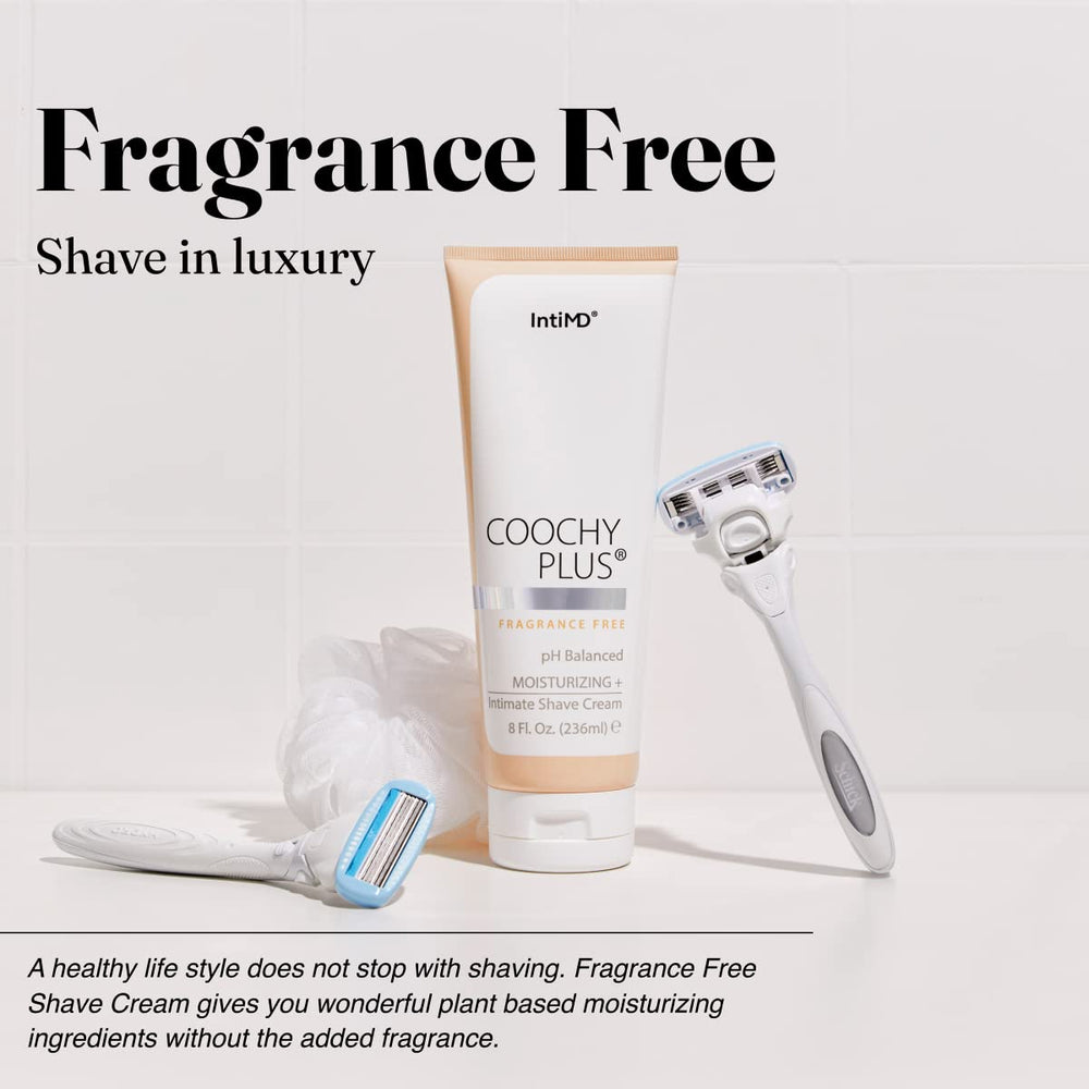 IntiMD Coochy Plus fragrance-free label emphasizes absence of artificial scents and additives.