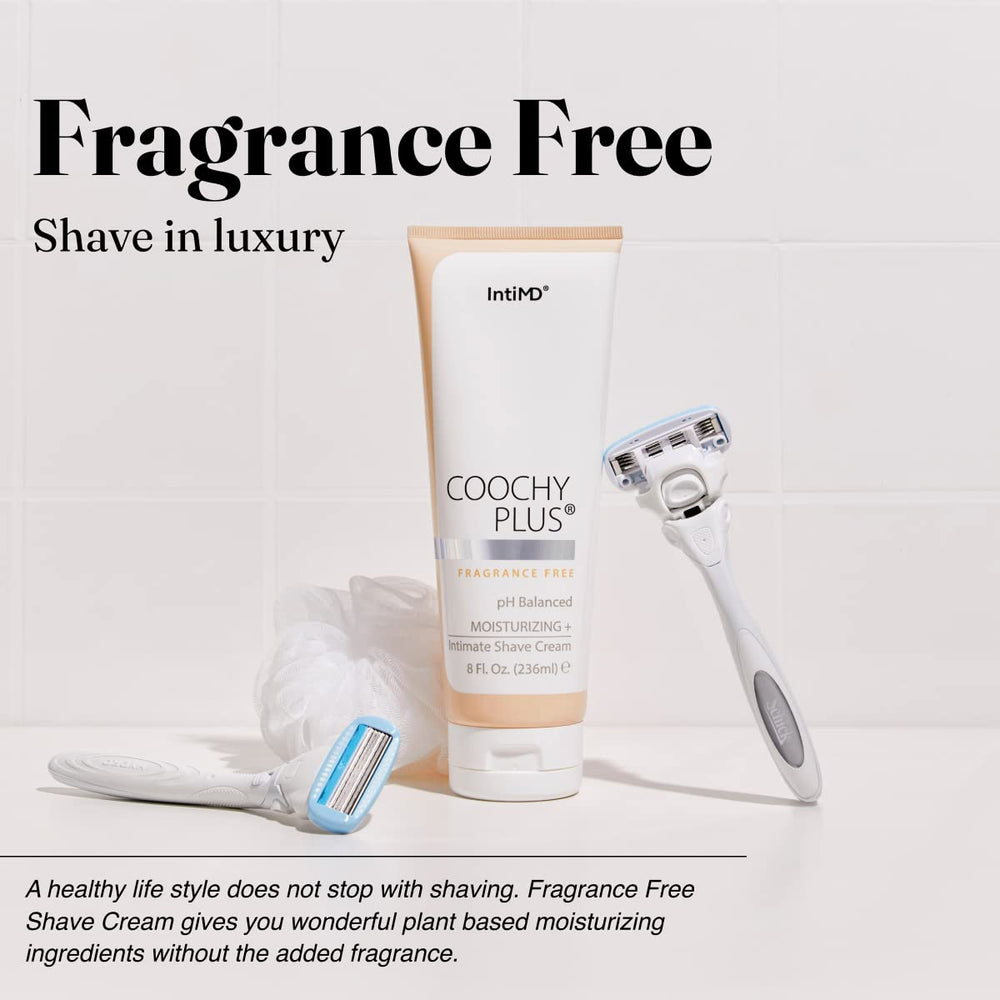 IntiMD Coochy Plus shea butter jar, rich conditioning for smooth skin.
