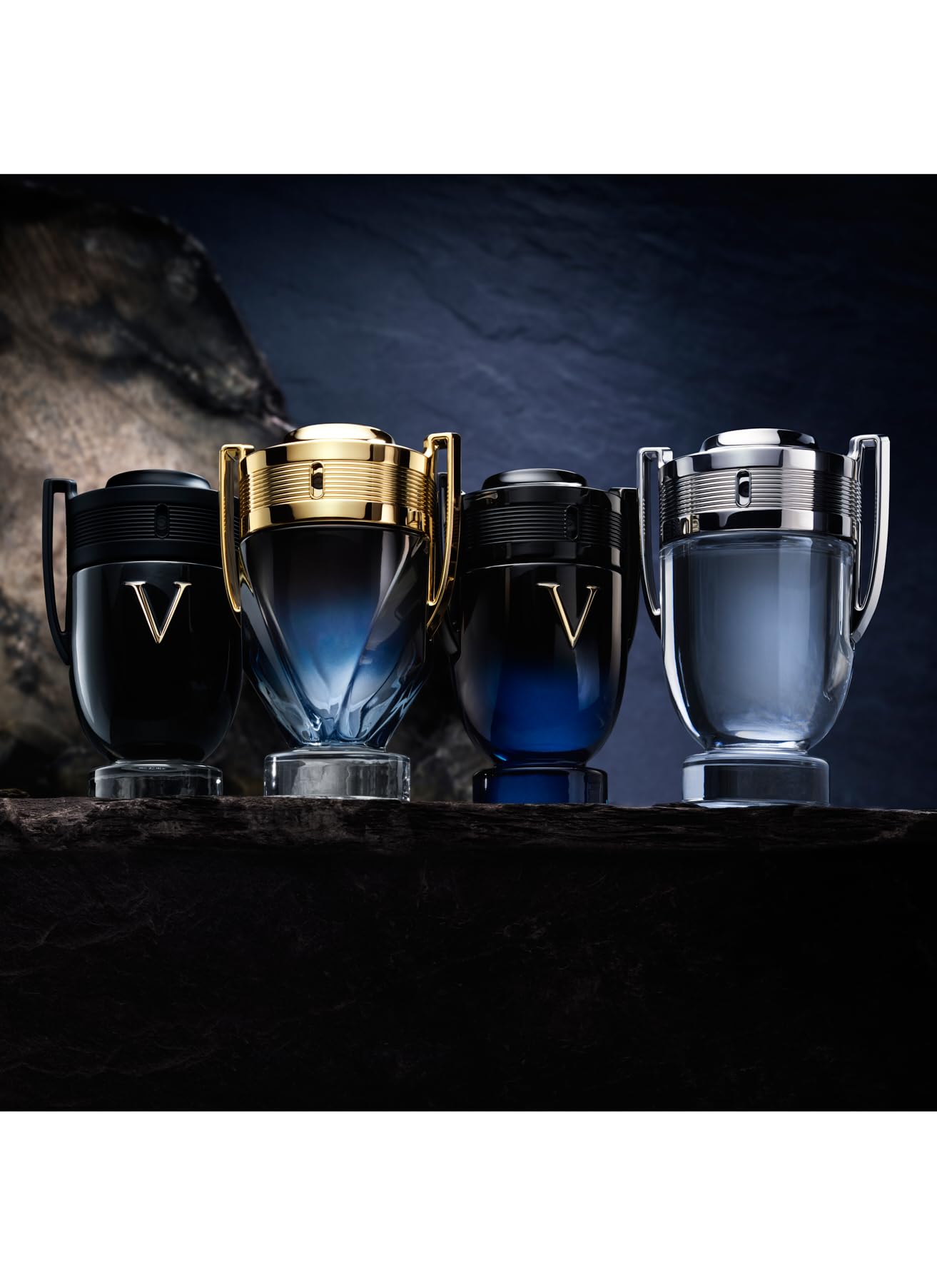 Invictus packaging box communicates gift worthy presentation and premium fragrance experience.