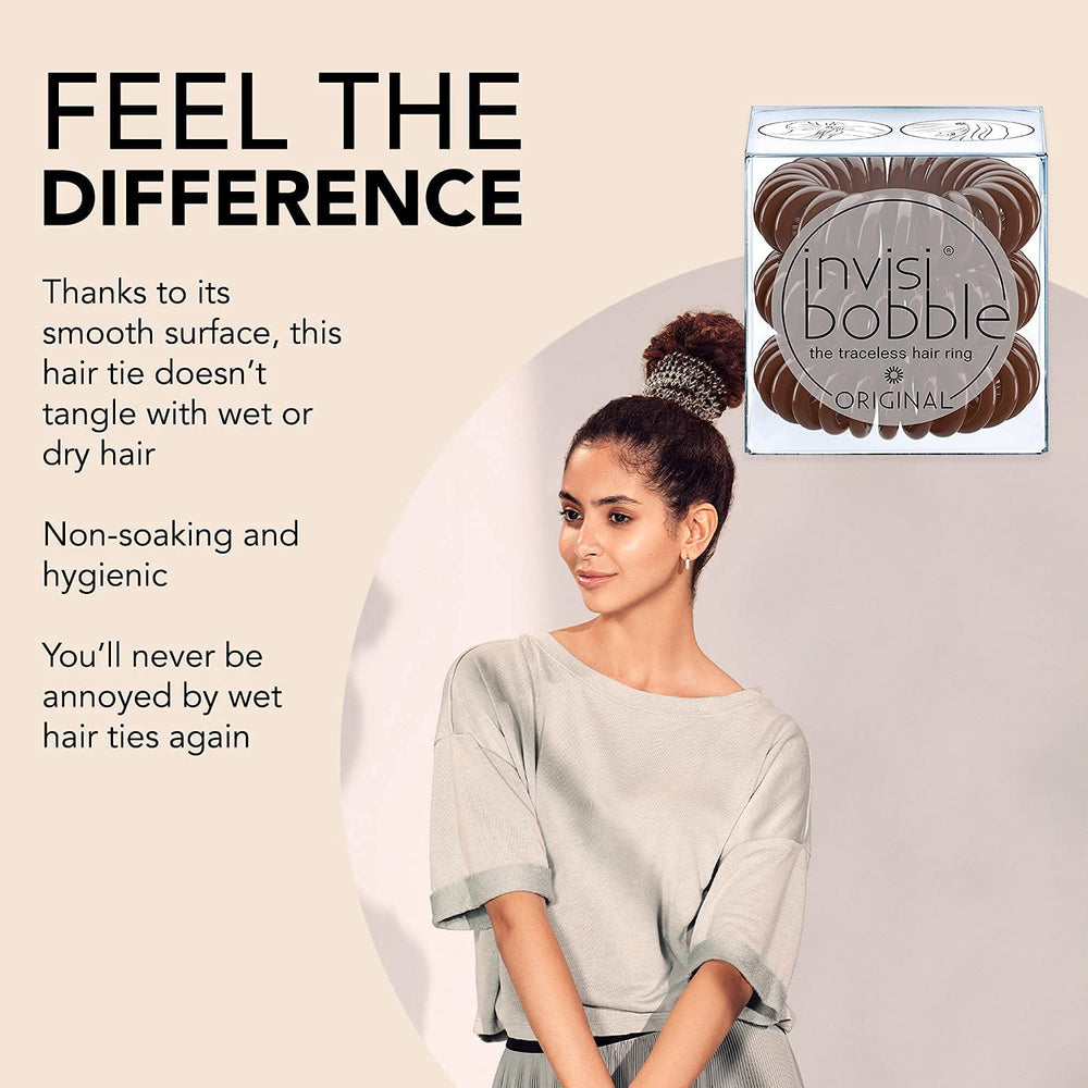 invisibobble Original pretzel brown worn as bracelet blends style with hair control