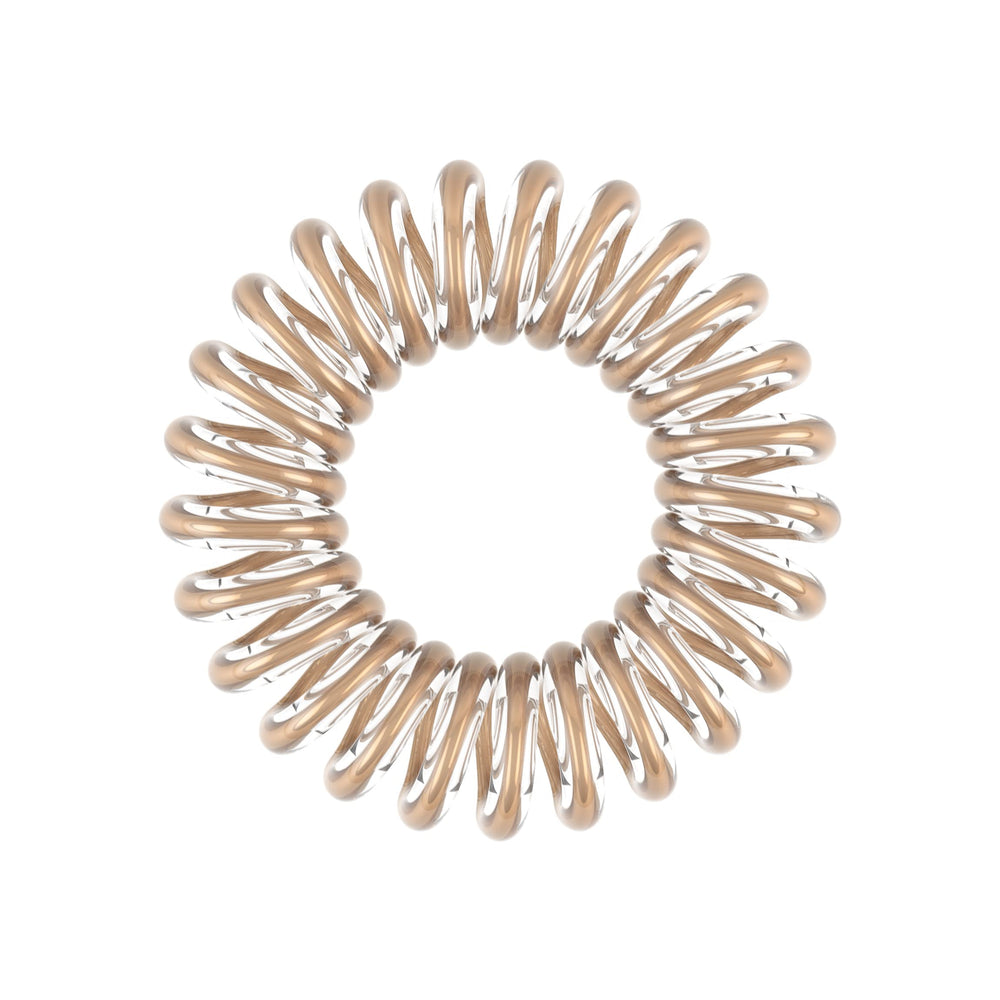invisibobble Original Time to Shine Bronze Me Pretty ponytail-wear demonstrates comfortable all-day grip