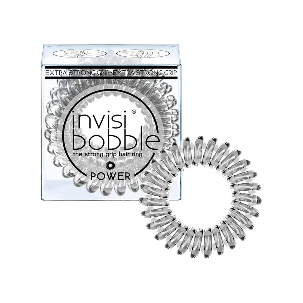 invisibobble Power Traceless espiral cristal claro para cabello voluminoso con agarre fuerte
