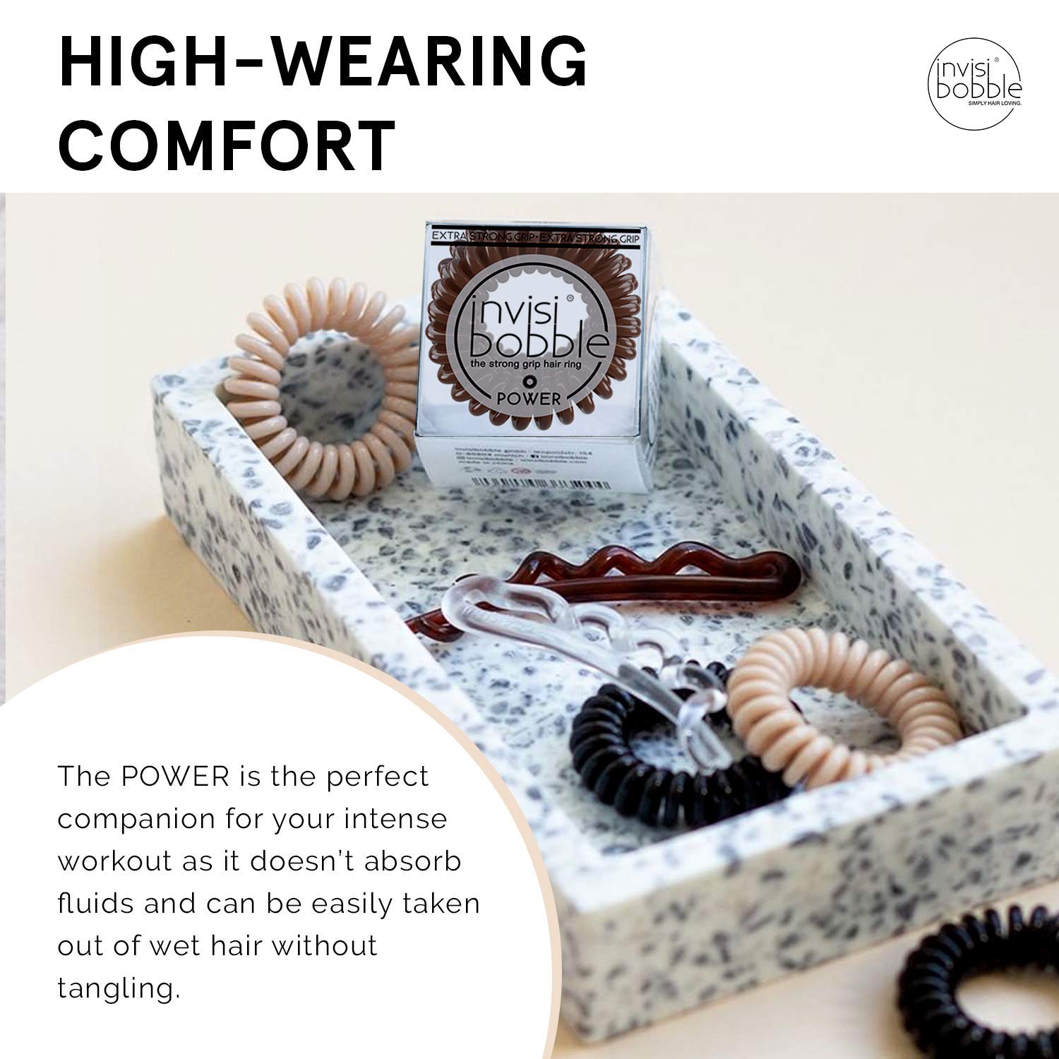 invisibobble Power Traceless Pretzel Brown gym-usage supports sweatproof grip during workouts