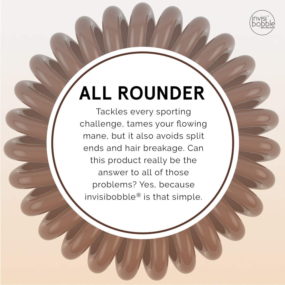invisibobble Power Traceless Pretzel Brown three-pack provides versatile daily styling backups