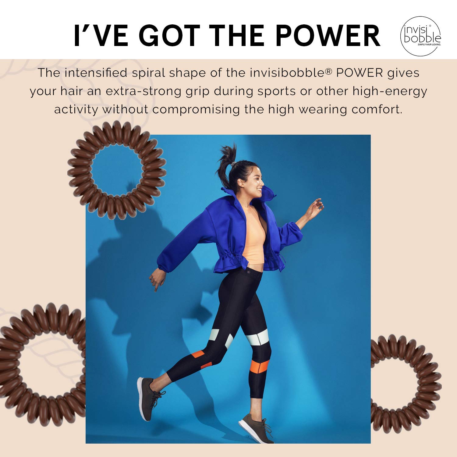 invisibobble Power Traceless Pretzel Brown wet-hair removal shows easy removal from damp hair