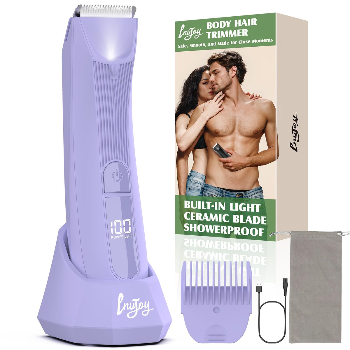 INVJOY bikini-trimmer compact-design ready for travel and storage.
