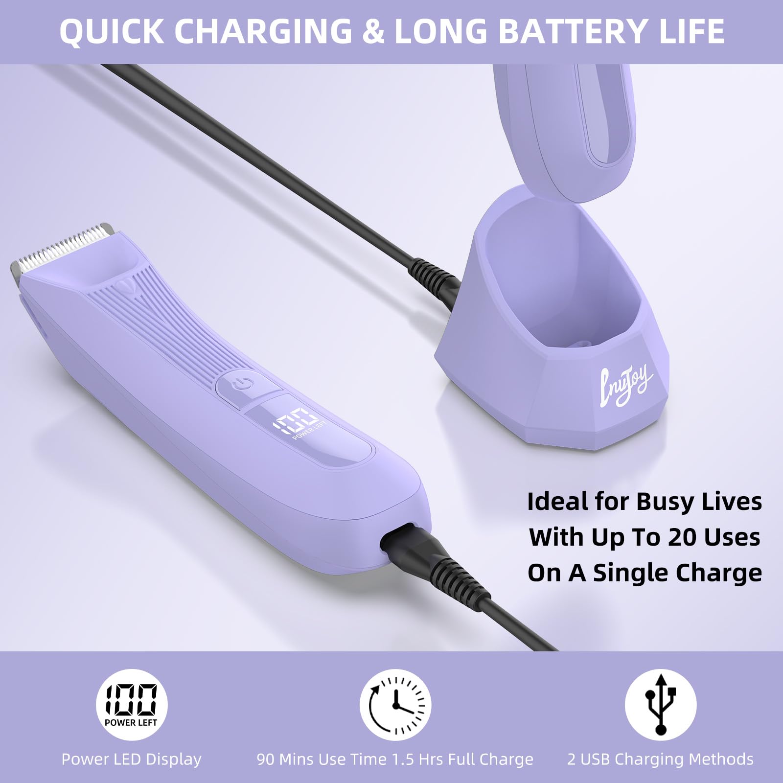 INVJOY usb-dock charging for flexible, convenient power options.