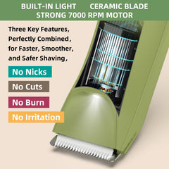 INVJOY built-in light illuminates precision trimming for close access.