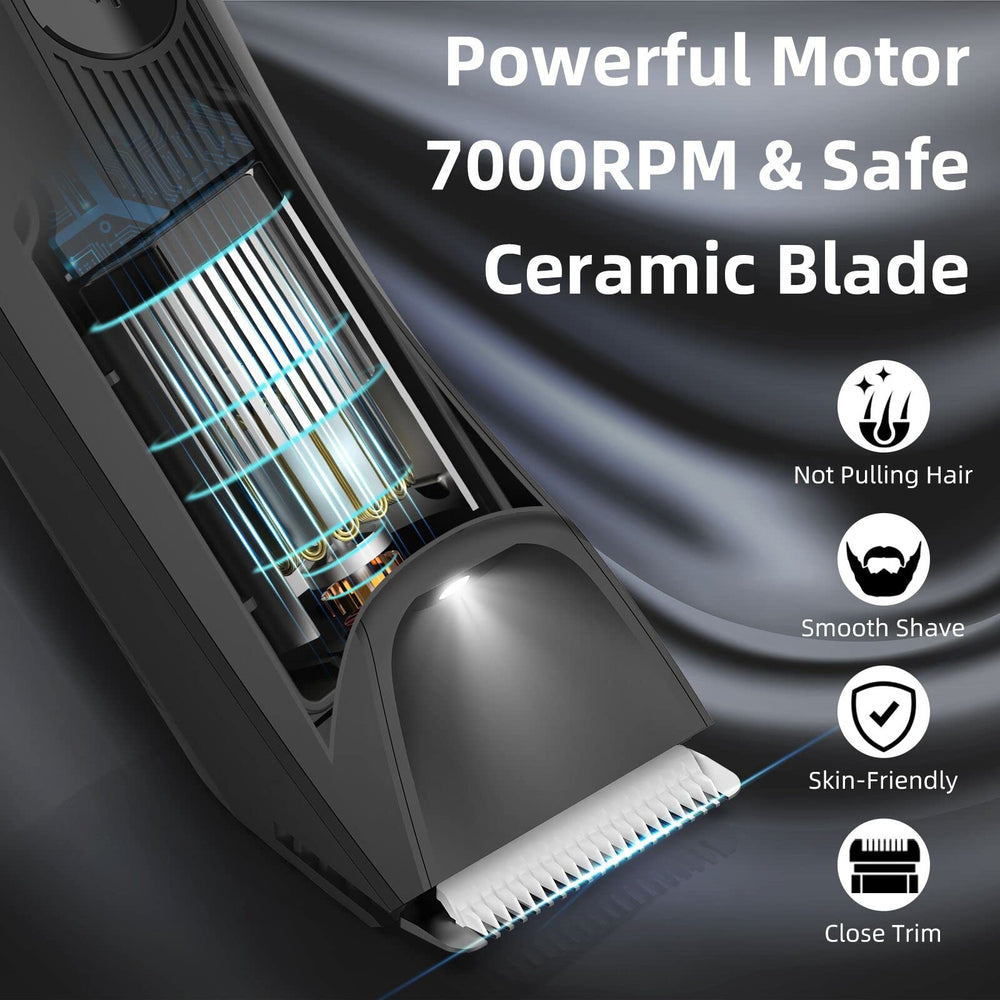 INVJOY Manscape Trimmer in shower demonstrates IPX7 waterproof design.