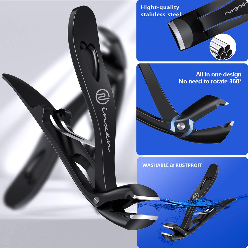 INXEN toenail clippers curved blade for accurate cuts.