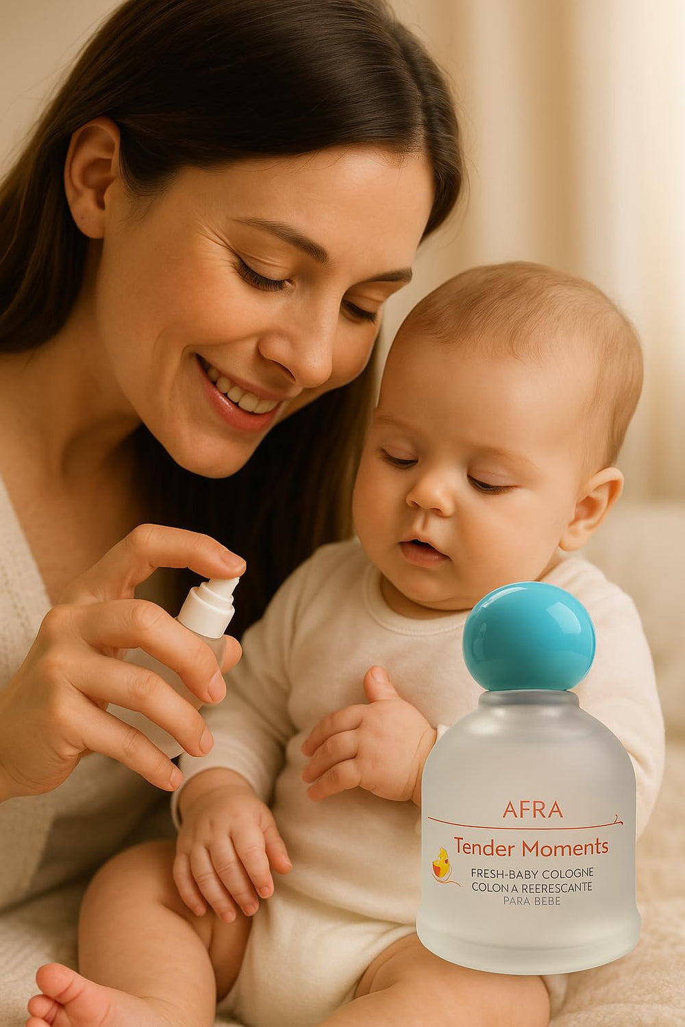 Ioly's Tender Moments newborn perfume creates a comforting, powdery scent