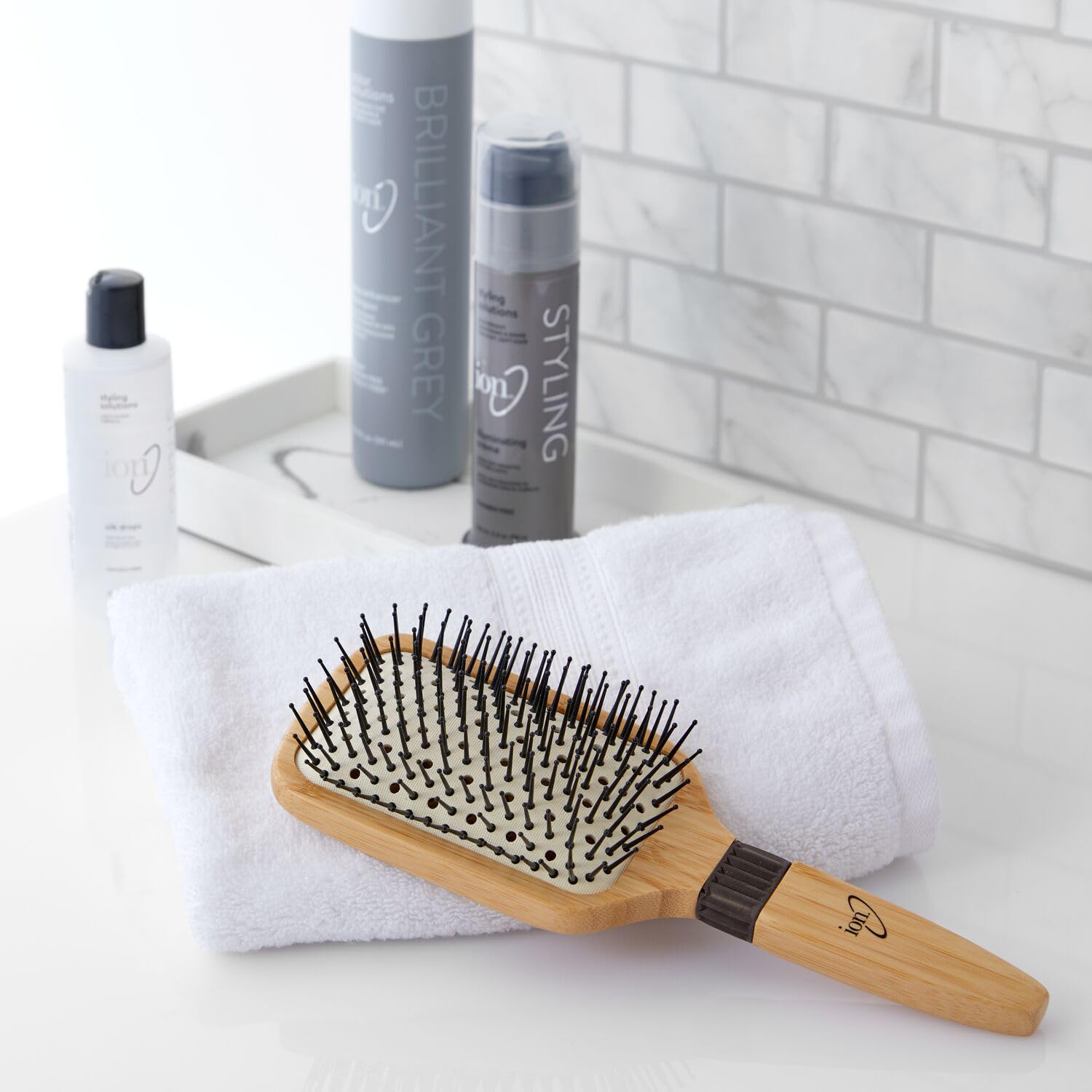 Ion Bamboo Vented Paddle Brush ideal for drying and smoothing during routine