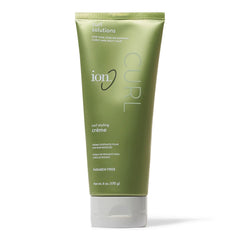 Ion Curl Solutions Styling Creme bottle demonstrating smooth, defined curls.