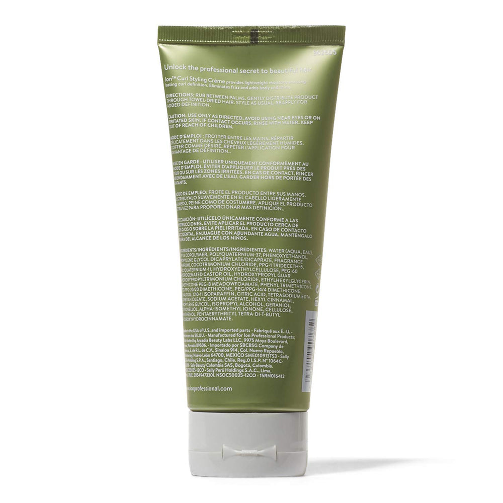 Ion Curl Solutions Styling Creme on hair showing reduced frizz and added shine.