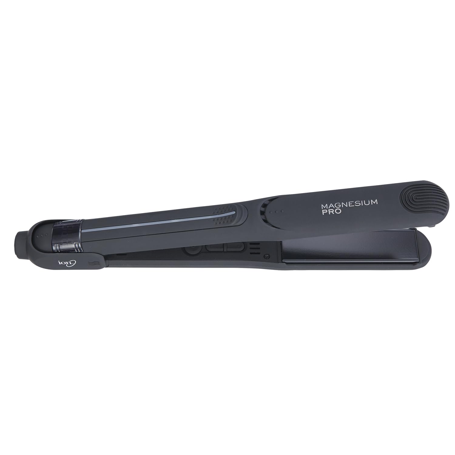 Ion Magnesium flat iron handle close-up showing durable design and comfortable grip.