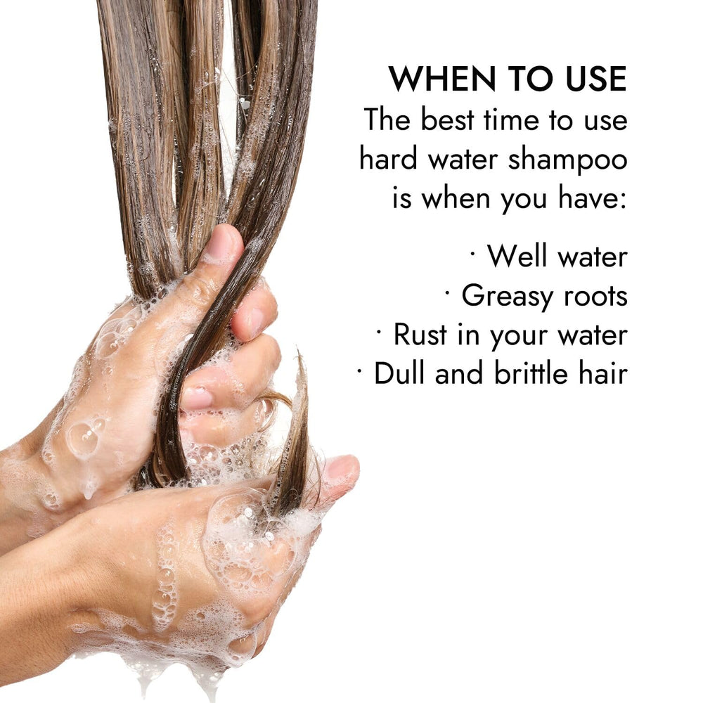 ion Purifying Solutions Hard Water Shampoo 10-5oz packaging image emphasizes compact home use.