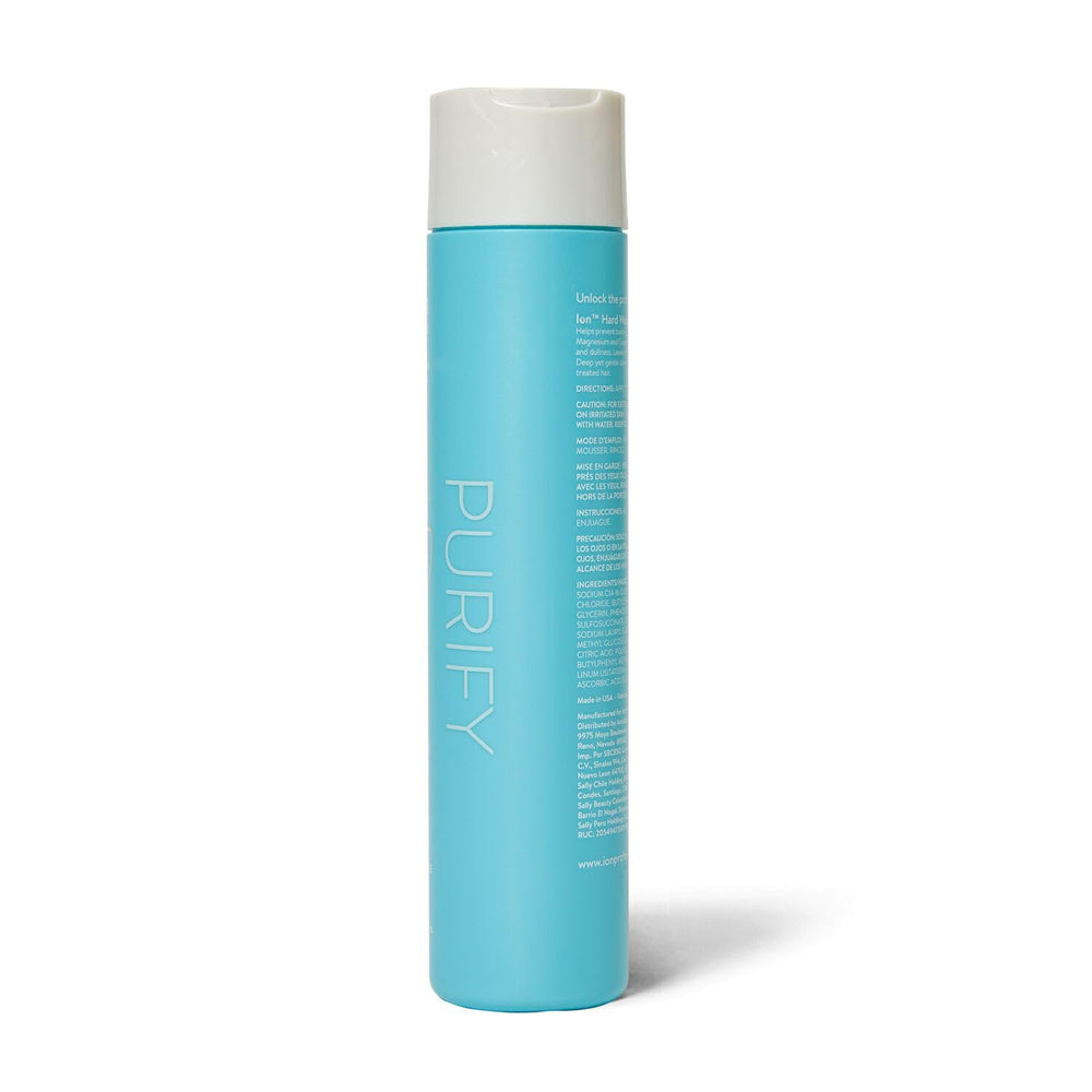 ion Purifying Solutions Hard Water Shampoo pump highlights easy daily use.
