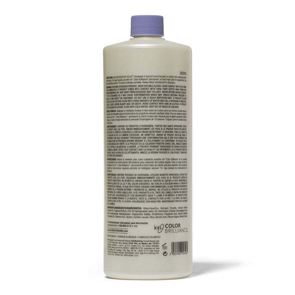 Ion Sensitive Scalp 10 Volume Creme Developer packaging 32oz closeup emphasizing ready-to-use supply