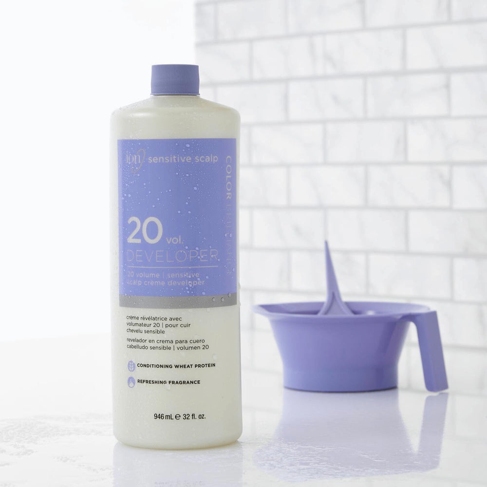 Ion Sensitive Scalp 20 Volume Creme Developer color-processing-scene indicates comfortable, less-irritating experience